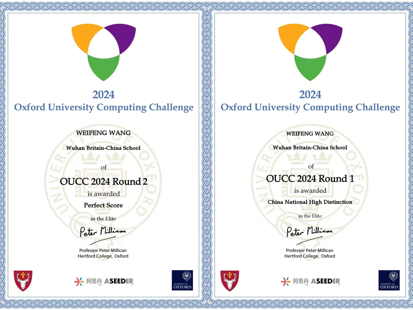 OUCC 2024 Dual Certificates
